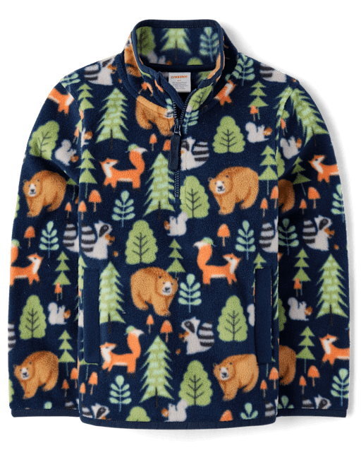 Boys Animal Microfleece Half Zip Pullover - Little Essentials