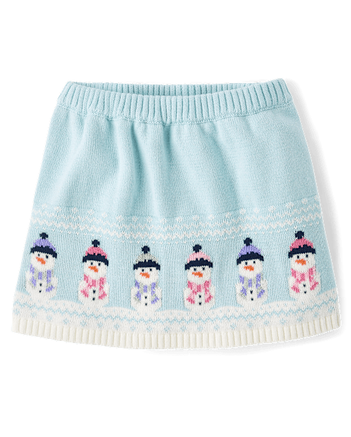Girls Snowman Sweater Skirt - Little Snowflake - view 1