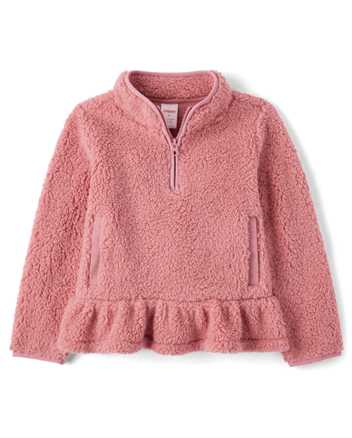 Girls Sherpa Half Zip Pullover - Little Essentials