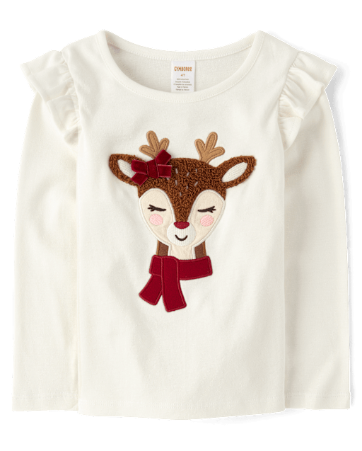Girls Reindeer Ruffle Top - Holiday Express - view 1