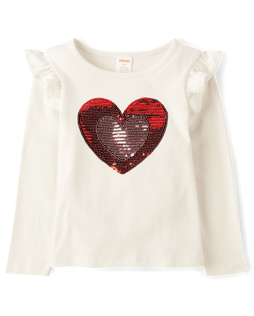 Girls Heart Ruffle Top - Mini Valentine