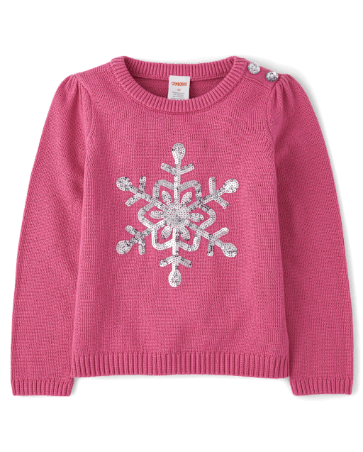 Girls Sequin Snowflake Sweater - Little Snowflake - view 1