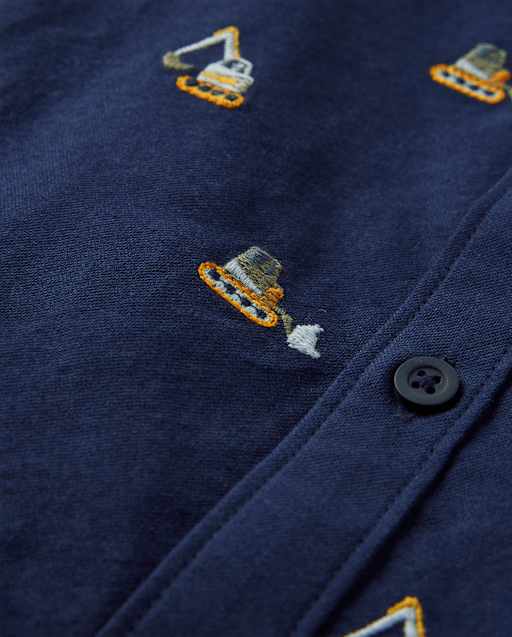 Boys Schiffli Truck Oxford Button Up Shirt - Dino Friends - view 2