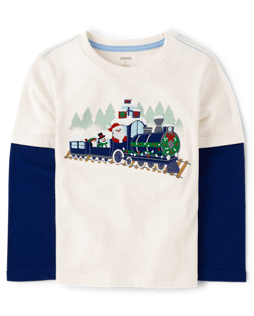 Boys Christmas Train Layered Top - Little Snowflake
