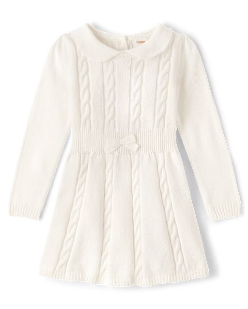 Girls Cable Knit Sweater Dress - Little Snowflake - view 1