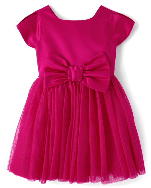 Girls Bow Fit And Flare Dress - All Dressed Up