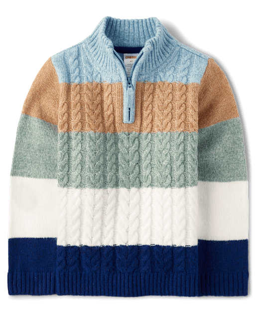 Boys Striped Half Zip Sweater - Little Snowflake - view 1