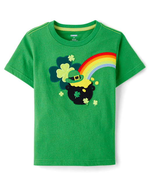 Boys Embroidered Shamrock Top - Little Leprechaun