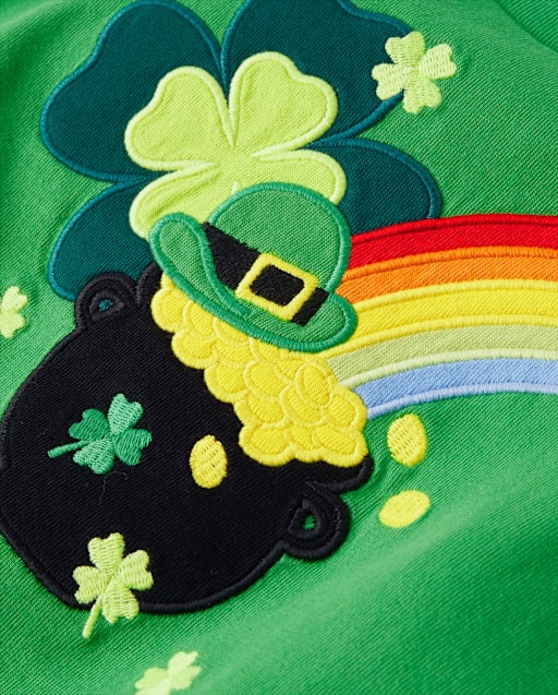 Boys Embroidered Shamrock Top - Little Leprechaun - view 2
