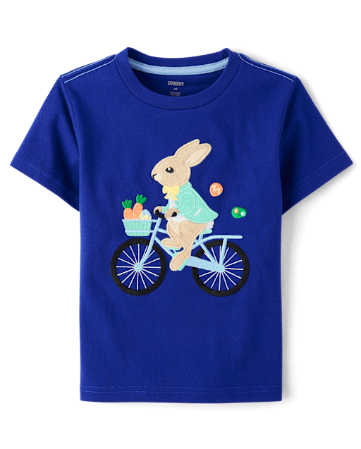 Boys Embroidered Bunny Top - Garden Party