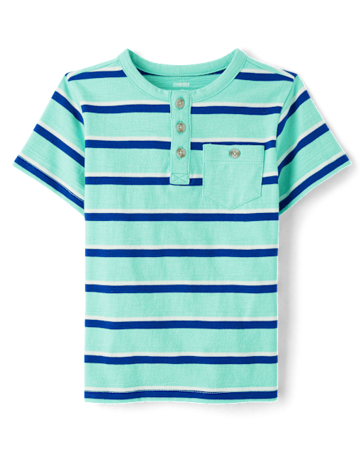 Boys Striped Henley Top - Little Essentials