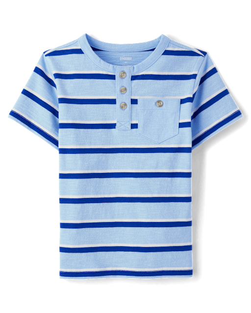 Boys Striped Henley Top - Little Essentials