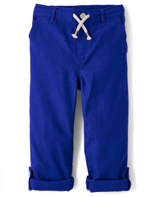 Kids Roll Cuff Linen-Blend Pull On Pants