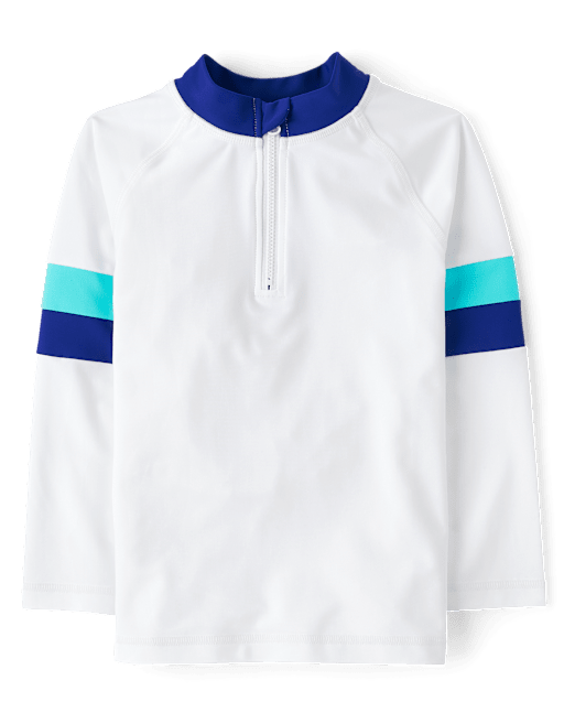 Boys Striped Zip Rashguard - Swim
