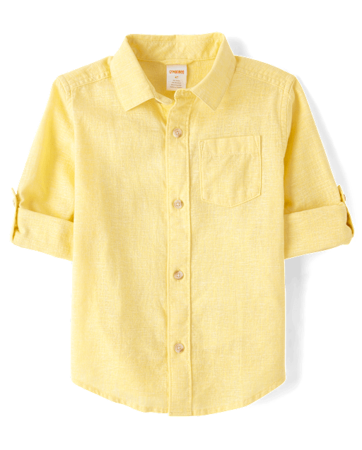 Kids Linen-Blend Button Up Shirt