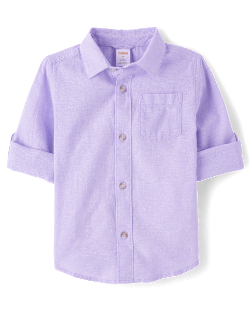 Kids Linen-Blend Button Up Shirt