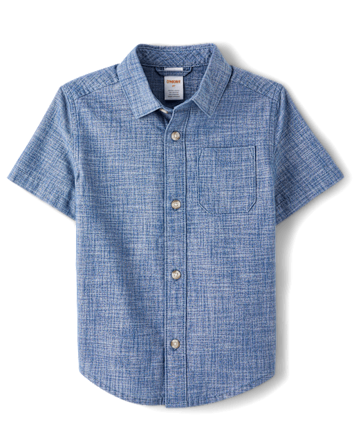 Boys Chambray Button Up Shirt - Blue Belle