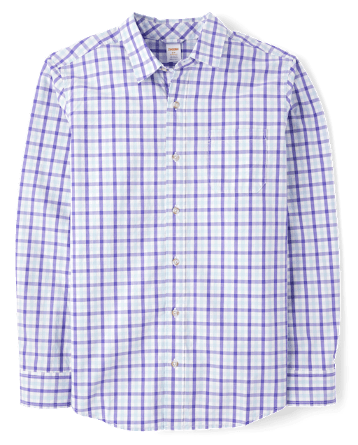 Mens Dad And Me Plaid Poplin Button Up Shirt - Lavender Fields