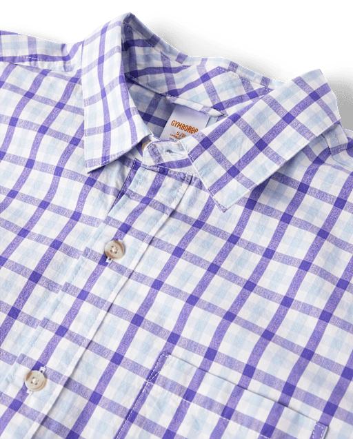 Mens Dad And Me Plaid Poplin Button Up Shirt - Lavender Fields - view 2