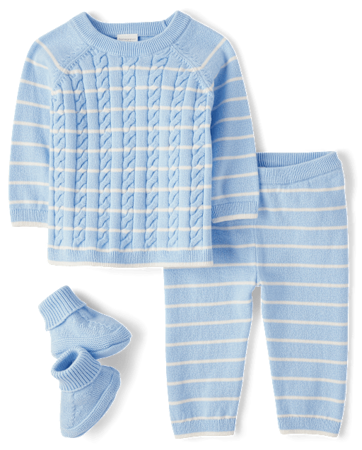 Baby Boys Striped Sweater 3-Piece Outfit Set
