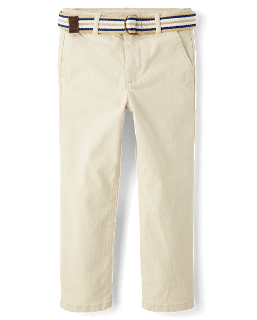 Boys Belted Chino Pants - Garden Party