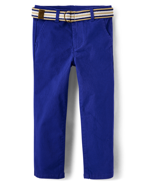 Boys Belted Chino Pants - Blue Belle