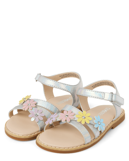 Girls Iridescent Flower Sandals - Little Essentials