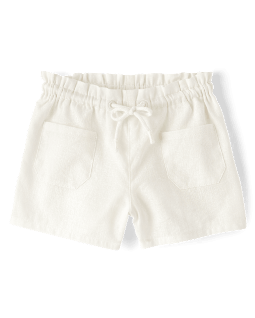 Girls Linen-Blend Pull On Shorts
