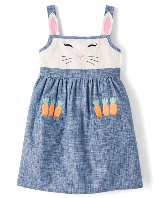 Girls Embroidered Bunny Jumper - Garden Party