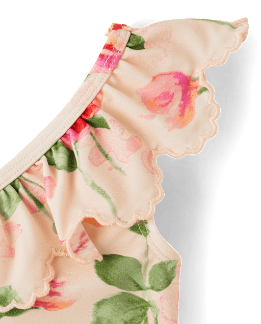 Girls Floral Eyelet One Piece Swimsuit - Swim - view 2