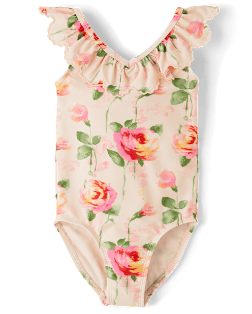 Girls Floral Eyelet One Piece Swimsuit - Swim