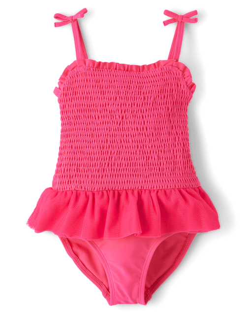 Girls Smocked Tutu One Piece Swimsuit - Swim