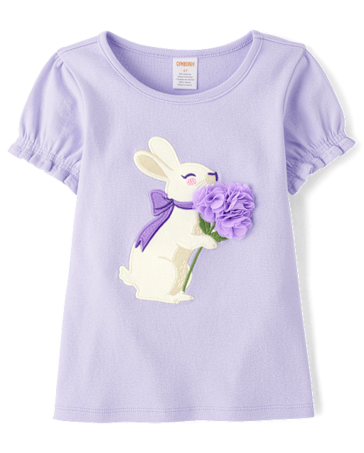 Girls Embroidered Floral Top - Lavender Fields