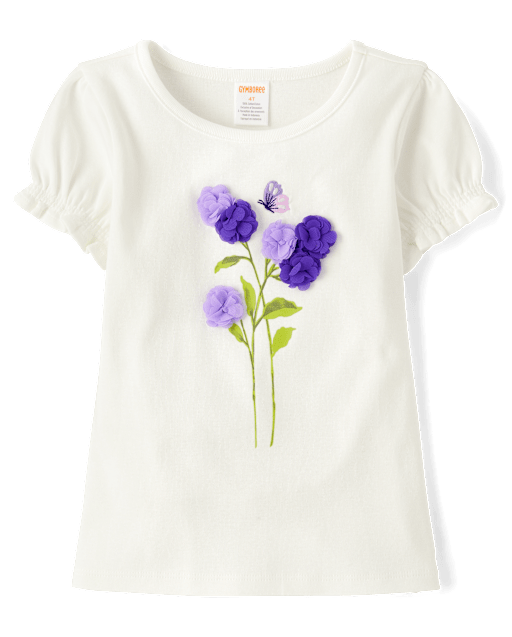 Girls Embroidered Floral Top - Lavender Fields