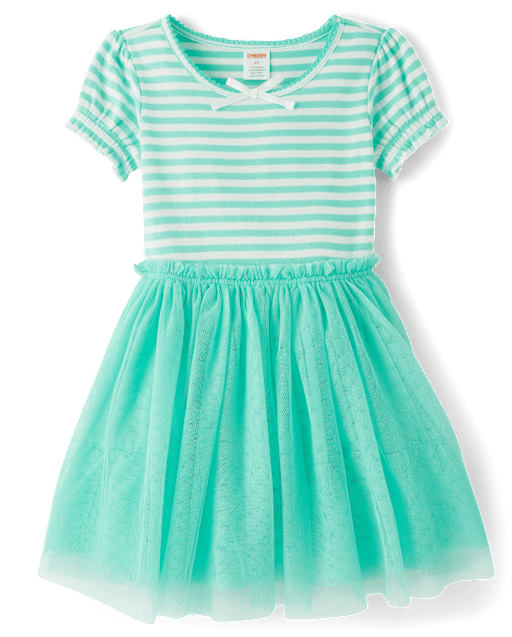 Girls Striped Fit And Flare Dress - Little Essentials