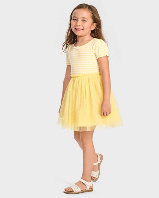 Girls Striped Fit And Flare Dress - Little Essentials