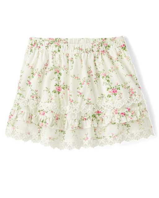 Girls Floral Ruffle Skort - Blushing Blooms