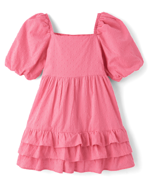 Girls Bow Ruffle Dress - Blushing Blooms