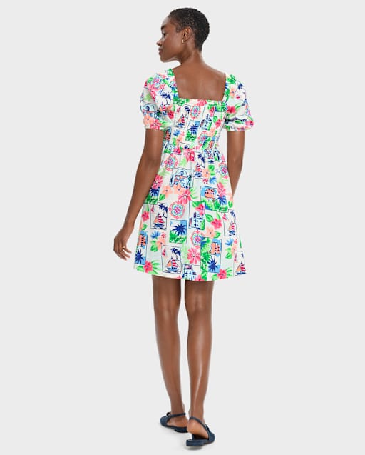Robe à smocks en lin mélangé pour femme, motif «&nbsp;Maman et moi&nbsp;» - Riviera italienne - lbl_product_image_view_2