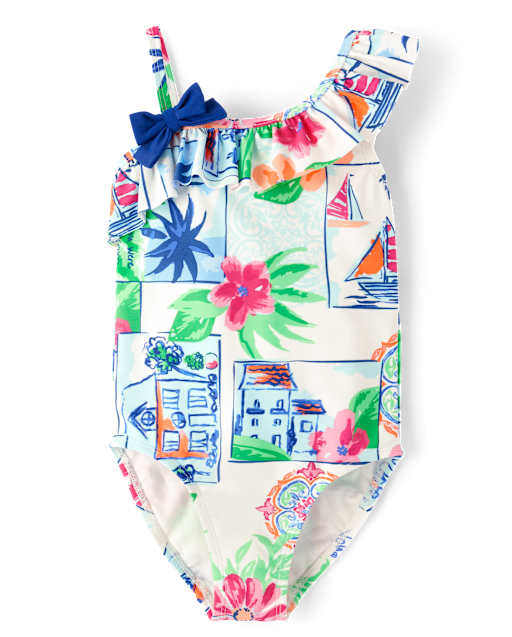 Girls Vacation One Shoulder One Piece - Swimsuit - Swim
