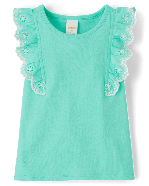 Girls Eyelet Flutter Top - Little Essentials