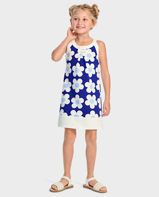 Girls Floral Halter Shift Dress - Blue Belle