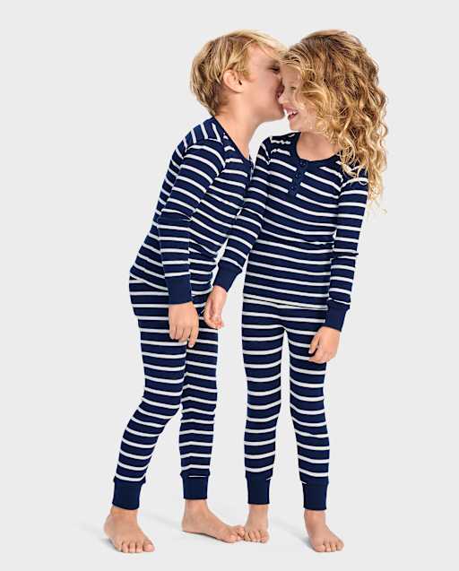 Kids Striped Snug Fit Cotton Pajamas - Gymmies