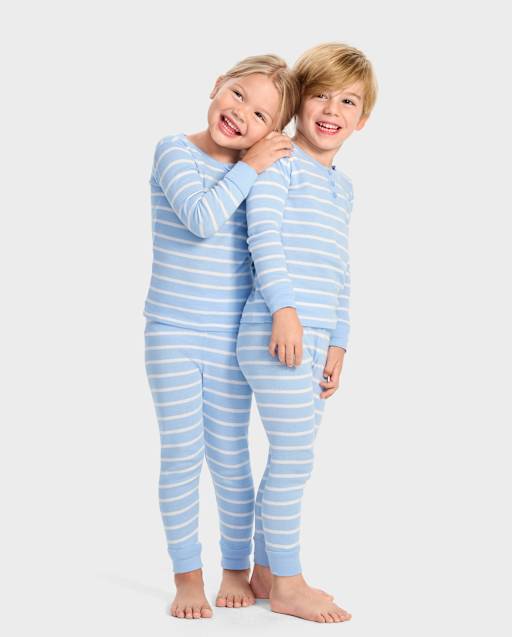 Kids Striped Snug Fit Cotton Pajamas - Gymmies