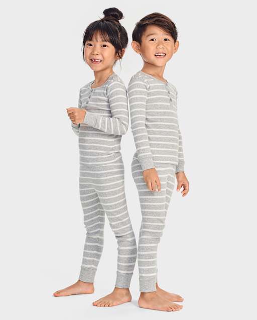 Kids Striped Snug Fit Cotton Pajamas - Gymmies