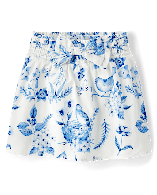 Girls Floral Bow Skort - Blue Belle
