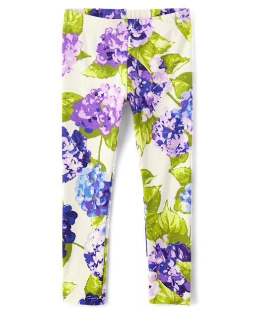 Girls Hydrangea Leggings - Lavender Fields