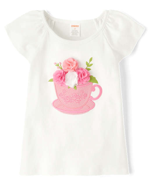 Girls Embroidered Floral Top - Blushing Blooms