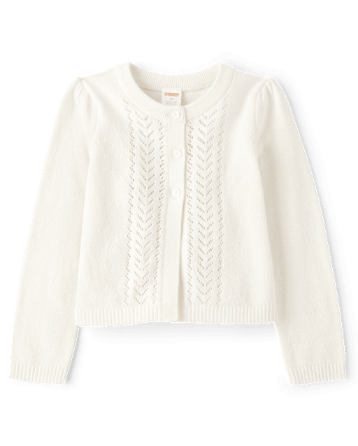 Girls Pointelle Cardigan - Little Essentials