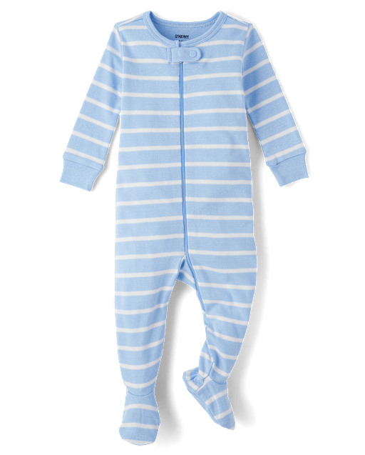 Baby Striped Snug Fit Cotton Footed One Piece Pajamas - Gymmies